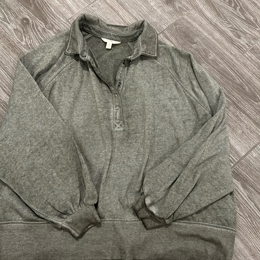 EUC Terra & Sky Women's Plus Size Polo Fleece Sweatshirt Green Size 0X - Picture 6 of 6